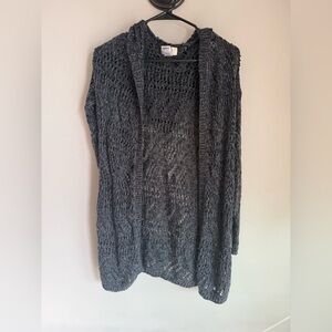 SO Charcoal Open Knit Women's Cardigan